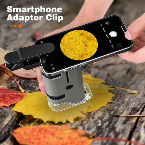 100x-250x Mini Pocket Microscope for Kids Adults, Protable Handheld Microscope with 5 Microscope Slides, Phone Adapter, Miniscope Portable Microscope Kit for Kids Adults Science Lab Education, Yellow in Saudi Arabia