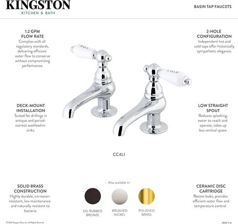 Kingston Brass CC3L8 Vintage Basin Faucet, Brushed Nickel in Saudi Arabia