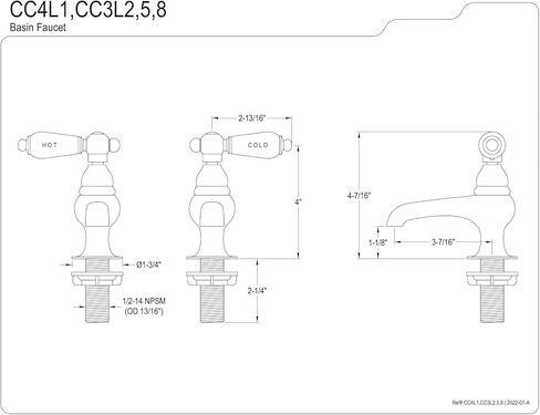Kingston Brass CC3L8 Vintage Basin Faucet, Brushed Nickel in Saudi Arabia