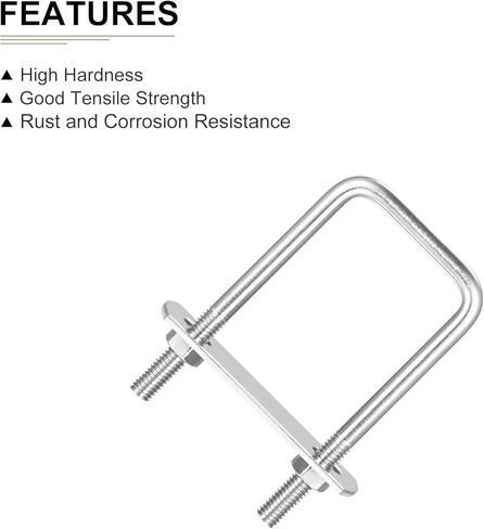 DTGN M6x40x60mm(ThreadxWxL) Square U Bolt - 1Pack - Good for Trailer Pipe Replacement Parts - 304 Stainless Steel U Shape Bolts in Kuwait