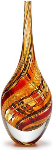 Cá d'Oro Drop Glass Vase Hippie Colored Canes Hand Blown Murano-Style Art Glass - Model Tall in Kuwait