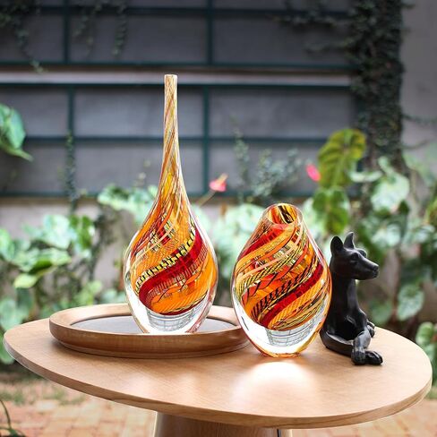 Cá d'Oro Drop Glass Vase Hippie Colored Canes Hand Blown Murano-Style Art Glass - Model Tall in Kuwait