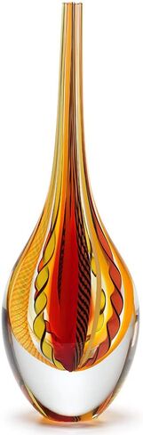 Cá d'Oro Drop Glass Vase Hippie Colored Canes Hand Blown Murano-Style Art Glass - Model Tall in Kuwait