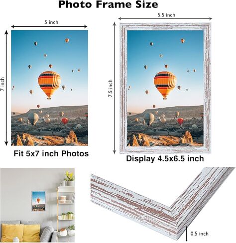 مجموعة إطارات صور مقاس 5 × 7 مكونة من 4 قطع للتعليق على الحائط أو سطح الطاولة - تثبيت على الحائط أفقيًا أو رأسيًا، إطار صور ملصق لمعرض الحائط مقاس 5 × 7 لصور 5 × 7، 4 حزم، أسود، أبيض، بني ريفي، أبيض ريفي in Kuwait
