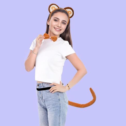 3 Pieces Yellow Bear Ears and Nose Set-Bear Headband with Nose Bow Tie Cosplay Party Costume Accessoies for Kids and Adults in Saudi Arabia