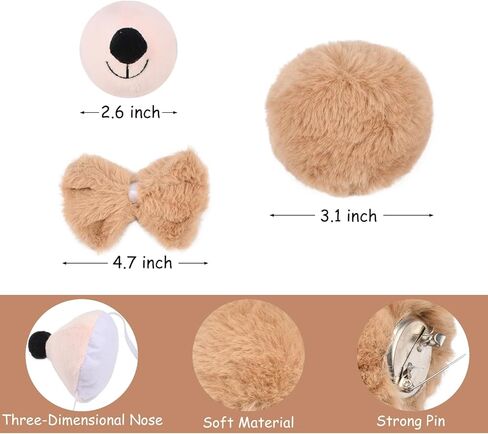 3 Pieces Yellow Bear Ears and Nose Set-Bear Headband with Nose Bow Tie Cosplay Party Costume Accessoies for Kids and Adults in Saudi Arabia