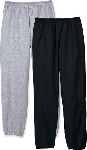 Hanes Men's EcoSmart Best Sweatpants, Athletic Lounge Pants with Cinched Cuffs, 1, Black/Light Steel-2 Pack in Saudi Arabia