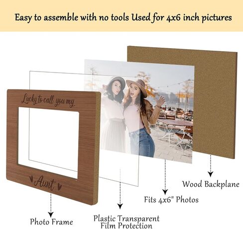 Aunt Picture Frame, Wooden Photo Frame with Stand, Birthday Gifts for Women Aunt Auntie Aunt To Be, Home Office Desk Decor Photo Frame Tabletop Display -xk32 in Saudi Arabia
