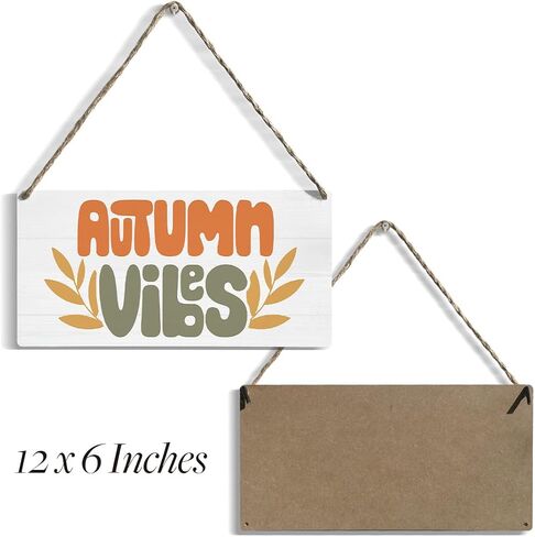 Fall Wood Sign Wall Decor, 12x 6 Inch Welcome Sign for Front Door Decor Hanging Wall Art Pumpkin Autumn Hanging Plaque for Home Living Room Farmhouse Harvest Day Thanksgiving Wall Decor Autumn Vibes in Saudi Arabia