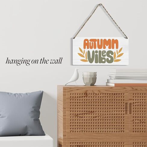 Fall Wood Sign Wall Decor, 12x 6 Inch Welcome Sign for Front Door Decor Hanging Wall Art Pumpkin Autumn Hanging Plaque for Home Living Room Farmhouse Harvest Day Thanksgiving Wall Decor Autumn Vibes in Saudi Arabia