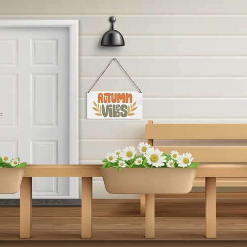 Fall Wood Sign Wall Decor, 12x 6 Inch Welcome Sign for Front Door Decor Hanging Wall Art Pumpkin Autumn Hanging Plaque for Home Living Room Farmhouse Harvest Day Thanksgiving Wall Decor Autumn Vibes in Saudi Arabia