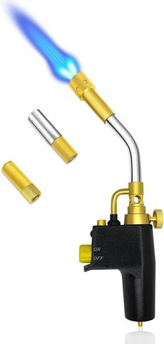 Turbo Torch Tips with Gas Self-Igniter Adjustable Flame Knob Brass Tip 360° Swivel Tips CGA600 Interface Compatible with Propane MAP MAP Gas for Soldering Brazing Plumbing Welding. in Kuwait