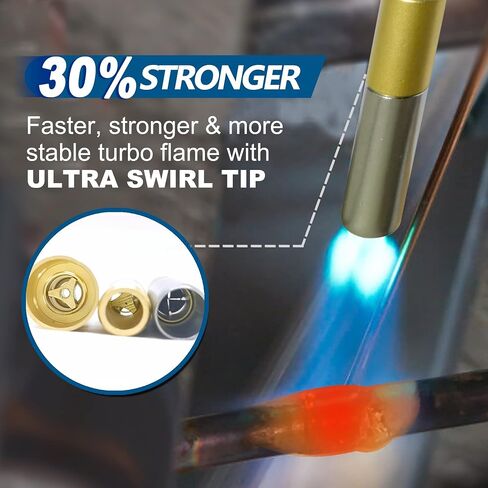 Turbo Torch Tips with Gas Self-Igniter Adjustable Flame Knob Brass Tip 360° Swivel Tips CGA600 Interface Compatible with Propane MAP MAP Gas for Soldering Brazing Plumbing Welding. in Kuwait