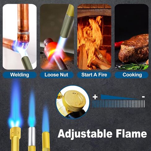 Turbo Torch Tips with Gas Self-Igniter Adjustable Flame Knob Brass Tip 360° Swivel Tips CGA600 Interface Compatible with Propane MAP MAP Gas for Soldering Brazing Plumbing Welding. in Kuwait