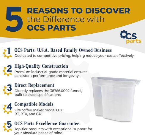 إبريق ماء من OCSParts سعة 48 أونصة، تصميم مضغوط مريح، رائع لآلات تحضير سرعة Bunn، BX، BT، BTX، GR وKeurig، قياس دقيق، تصميم مقبض لسهولة الصب in Saudi Arabia