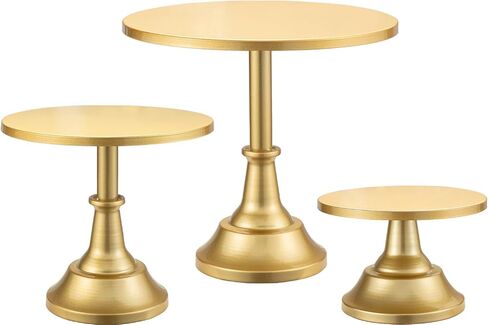 HBlife 3 Pcs Cake Stand, Gold Cake Stand Set Disc Diameter 8" 10" 12", Perfect Dessert Table Display Set, Cupcake&Cake Stands for Party, Wedding, Birthday, Baby Shower, Anniversary (Metal) in Saudi Arabia