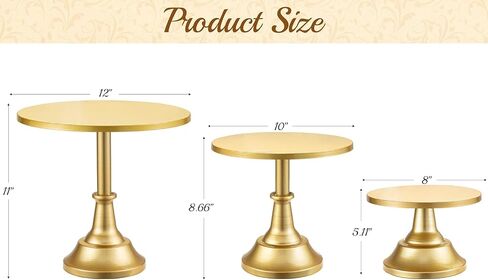 HBlife 3 Pcs Cake Stand, Gold Cake Stand Set Disc Diameter 8" 10" 12", Perfect Dessert Table Display Set, Cupcake&Cake Stands for Party, Wedding, Birthday, Baby Shower, Anniversary (Metal) in Saudi Arabia