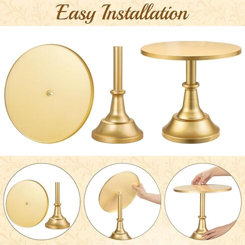 HBlife 3 Pcs Cake Stand, Gold Cake Stand Set Disc Diameter 8" 10" 12", Perfect Dessert Table Display Set, Cupcake&Cake Stands for Party, Wedding, Birthday, Baby Shower, Anniversary (Metal) in Saudi Arabia