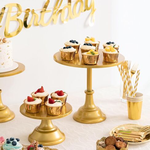 HBlife 3 Pcs Cake Stand, Gold Cake Stand Set Disc Diameter 8" 10" 12", Perfect Dessert Table Display Set, Cupcake&Cake Stands for Party, Wedding, Birthday, Baby Shower, Anniversary (Metal) in Saudi Arabia