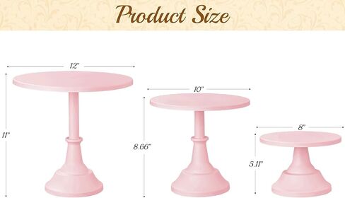HBlife 3 Pcs Cake Stand, Gold Cake Stand Set Disc Diameter 8" 10" 12", Perfect Dessert Table Display Set, Cupcake&Cake Stands for Party, Wedding, Birthday, Baby Shower, Anniversary (Metal) in Saudi Arabia