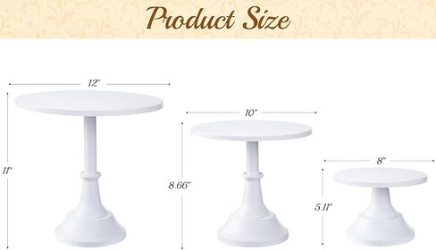 HBlife 3 Pcs Cake Stand, Gold Cake Stand Set Disc Diameter 8" 10" 12", Perfect Dessert Table Display Set, Cupcake&Cake Stands for Party, Wedding, Birthday, Baby Shower, Anniversary (Metal) in Saudi Arabia