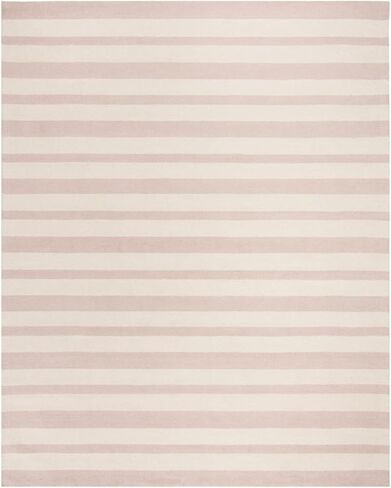 SAFAVIEH Kids Collection Area Rug - 8' x 10', Pink & Ivory, Handmade Stripe Wool, Ideal for High Traffic Areas in Living Room, Bedroom (SFK915P) in Saudi Arabia