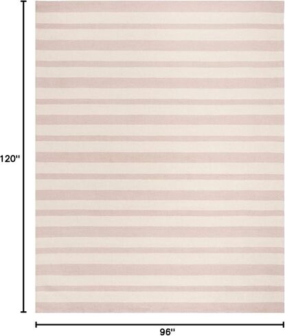 SAFAVIEH Kids Collection Area Rug - 8' x 10', Pink & Ivory, Handmade Stripe Wool, Ideal for High Traffic Areas in Living Room, Bedroom (SFK915P) in Saudi Arabia