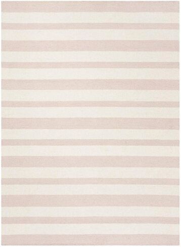 SAFAVIEH Kids Collection Area Rug - 8' x 10', Pink & Ivory, Handmade Stripe Wool, Ideal for High Traffic Areas in Living Room, Bedroom (SFK915P) in Saudi Arabia