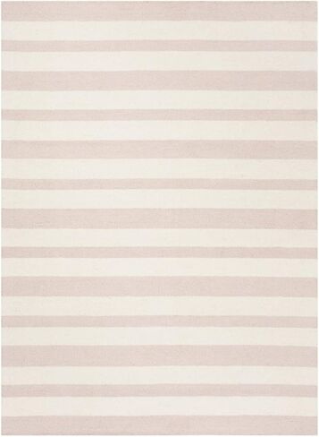SAFAVIEH Kids Collection Area Rug - 8' x 10', Pink & Ivory, Handmade Stripe Wool, Ideal for High Traffic Areas in Living Room, Bedroom (SFK915P) in Saudi Arabia