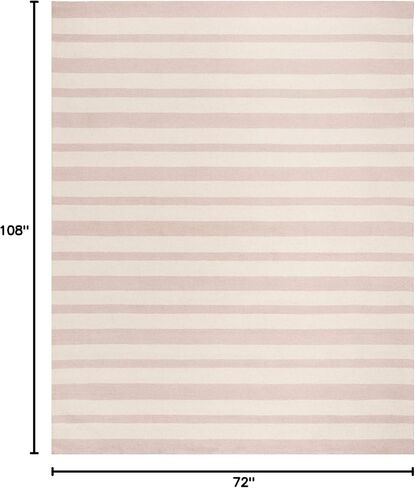 SAFAVIEH Kids Collection Area Rug - 8' x 10', Pink & Ivory, Handmade Stripe Wool, Ideal for High Traffic Areas in Living Room, Bedroom (SFK915P) in Saudi Arabia