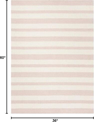 SAFAVIEH Kids Collection Area Rug - 8' x 10', Pink & Ivory, Handmade Stripe Wool, Ideal for High Traffic Areas in Living Room, Bedroom (SFK915P) in Saudi Arabia