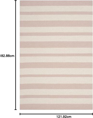 SAFAVIEH Kids Collection Area Rug - 8' x 10', Pink & Ivory, Handmade Stripe Wool, Ideal for High Traffic Areas in Living Room, Bedroom (SFK915P) in Saudi Arabia