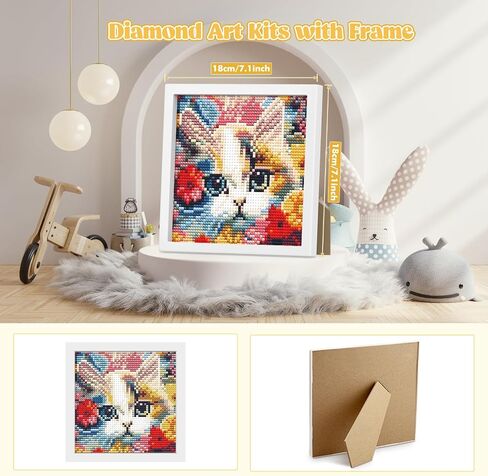 Diamond Art Kits for Kids with Frame, 5D Diamond Art Kits Painting for Kids, Diamond Gem Art Gifts for Girls Boys Ages 4-8-12, Diamond Dots kits, Cartoon Painting Arts and Crafts (7x7inch) in Saudi Arabia