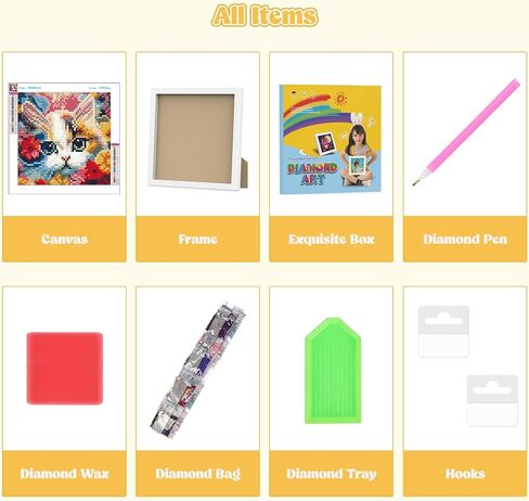Diamond Art Kits for Kids with Frame, 5D Diamond Art Kits Painting for Kids, Diamond Gem Art Gifts for Girls Boys Ages 4-8-12, Diamond Dots kits, Cartoon Painting Arts and Crafts (7x7inch) in Saudi Arabia