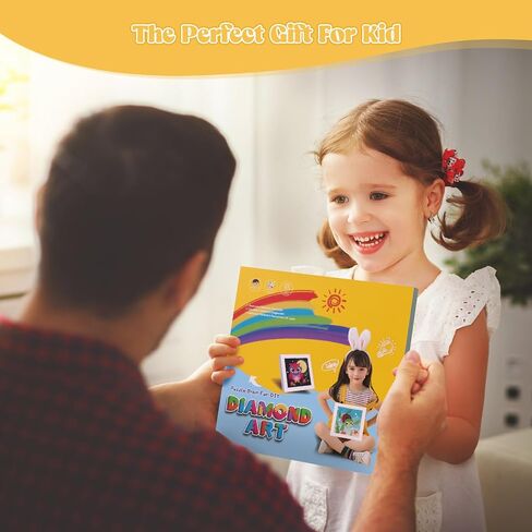 Diamond Art Kits for Kids with Frame, 5D Diamond Art Kits Painting for Kids, Diamond Gem Art Gifts for Girls Boys Ages 4-8-12, Diamond Dots kits, Cartoon Painting Arts and Crafts (7x7inch) in Saudi Arabia