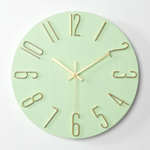Wall Clock - 12-inch Silent Non-Ticking Battery Powered Decorative Clock, Simple Minimalist Style and Modern Home Wall Clock,for Bedroom,Living Room,Kitchen,Home Office (Mint Green) in Kuwait