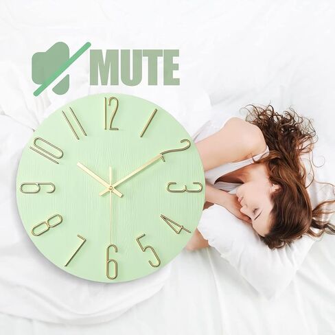 Wall Clock - 12-inch Silent Non-Ticking Battery Powered Decorative Clock, Simple Minimalist Style and Modern Home Wall Clock,for Bedroom,Living Room,Kitchen,Home Office (Mint Green) in Kuwait