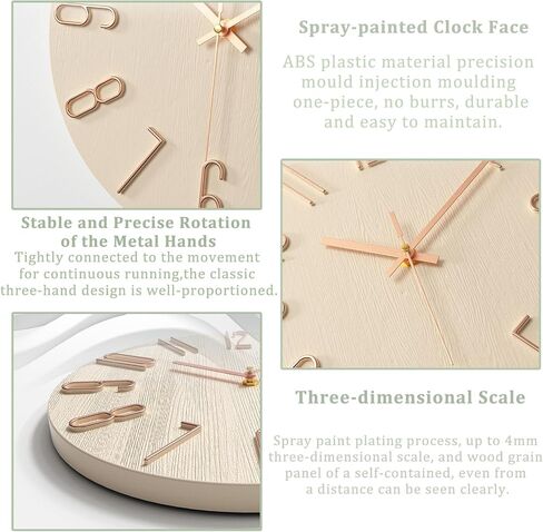 Wall Clock - 12-inch Silent Non-Ticking Battery Powered Decorative Clock, Simple Minimalist Style and Modern Home Wall Clock,for Bedroom,Living Room,Kitchen,Home Office (Mint Green) in Kuwait