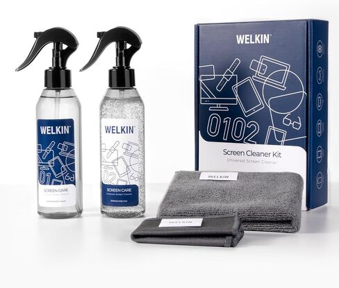 WELKIN Screen Cleaner Spray Kit（250ml + 60ml）- Cleaning Gel for TV, Laptop, Computer, Phone Touchscreen -2 Sprayers，1 Microfiber Cloth & 1 Glass Wipe in Saudi Arabia