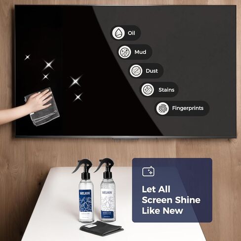 WELKIN Screen Cleaner Spray Kit（250ml + 60ml）- Cleaning Gel for TV, Laptop, Computer, Phone Touchscreen -2 Sprayers，1 Microfiber Cloth & 1 Glass Wipe in Saudi Arabia
