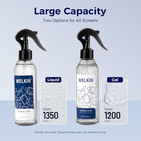 WELKIN Screen Cleaner Spray Kit（250ml + 60ml）- Cleaning Gel for TV, Laptop, Computer, Phone Touchscreen -2 Sprayers，1 Microfiber Cloth & 1 Glass Wipe in Saudi Arabia