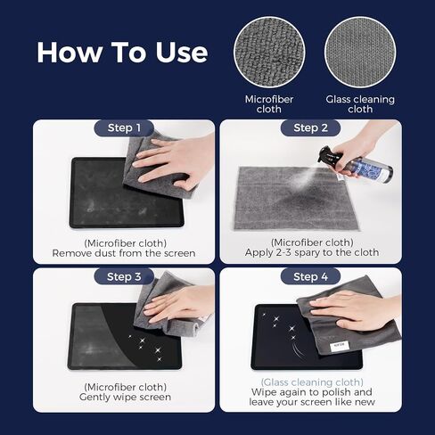 WELKIN Screen Cleaner Spray Kit（250ml + 60ml）- Cleaning Gel for TV, Laptop, Computer, Phone Touchscreen -2 Sprayers，1 Microfiber Cloth & 1 Glass Wipe in Saudi Arabia