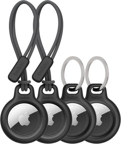 Belkin Apple AirTag Secure Holder with Key Ring - Durable Scratch Resistant Case with Open Face & Raised Edges - Protective AirTag Keychain Accessory for Keys, Pets, Luggage, Backpacks - 4-Pack Blue in Saudi Arabia