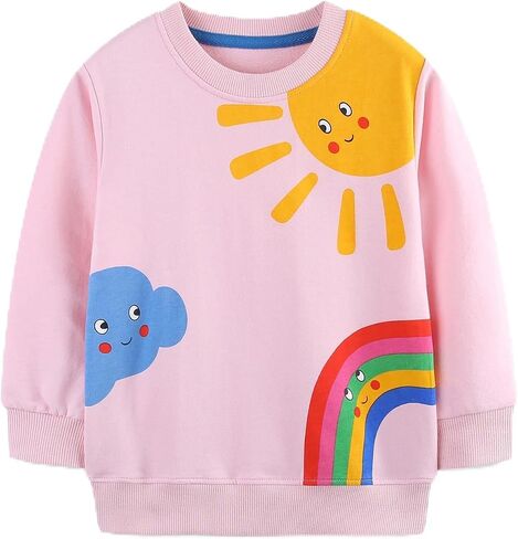 HOMAGIC2WE Girls Sweatshirt Toddler Long Sleeve Crewneck Casual Pullover Cotton Fall Winter Adorable Soft Tops in Kuwait
