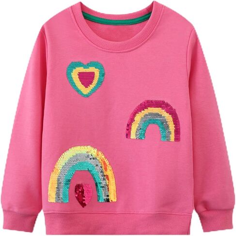 HOMAGIC2WE Girls Sweatshirt Toddler Long Sleeve Crewneck Casual Pullover Cotton Fall Winter Adorable Soft Tops in Kuwait