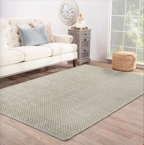 Natural Jute Cotton Area Rug, 4'x6' Feet, Handmade with Honeycomb Weave, Boho, High Traffic Durable, Ideal for Living Room, Bedroom and Kitchens - Pet and Kid Friendly in Saudi Arabia
