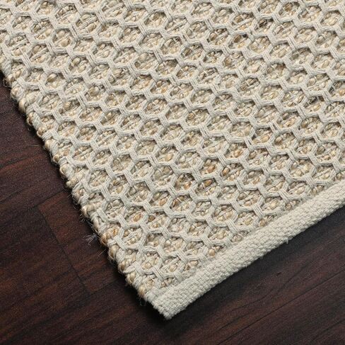 Natural Jute Cotton Area Rug, 4'x6' Feet, Handmade with Honeycomb Weave, Boho, High Traffic Durable, Ideal for Living Room, Bedroom and Kitchens - Pet and Kid Friendly in Saudi Arabia