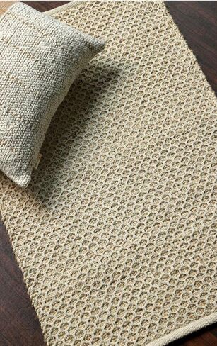 Natural Jute Cotton Area Rug, 4'x6' Feet, Handmade with Honeycomb Weave, Boho, High Traffic Durable, Ideal for Living Room, Bedroom and Kitchens - Pet and Kid Friendly in Saudi Arabia