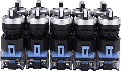 10pcs 3 Position Rotary Switch 22mm Changeover Switch Normally Open Self Locking Selector Switch Silver Alloy Cam Switch 440V in Saudi Arabia