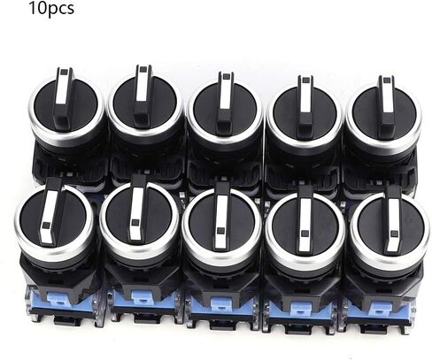10pcs 3 Position Rotary Switch 22mm Changeover Switch Normally Open Self Locking Selector Switch Silver Alloy Cam Switch 440V in Saudi Arabia